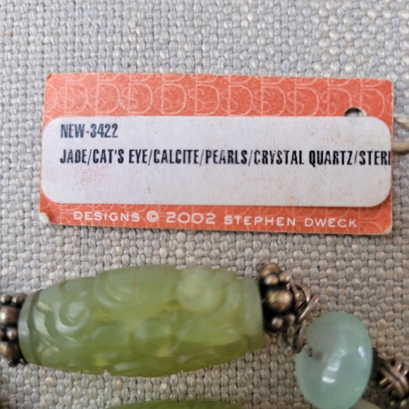 Rare STEPHEN DWECK 2002 Jade/Cat's Eye/Calcite/Pearls/Crystal Quartz/Sterling - Picture 9 of 15